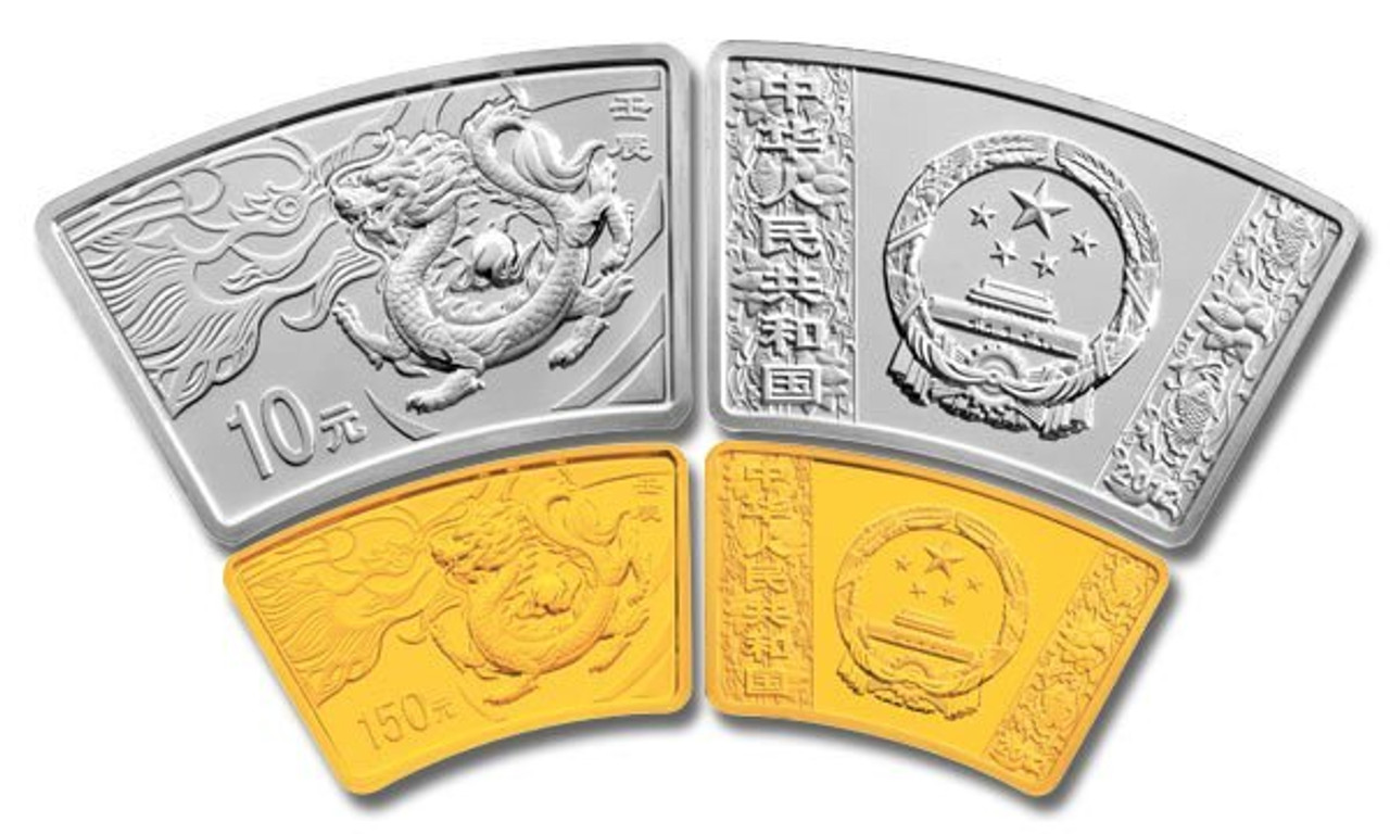 China 2012 Year of the Dragon 1/3 oz Gold & 1 oz Silver 2