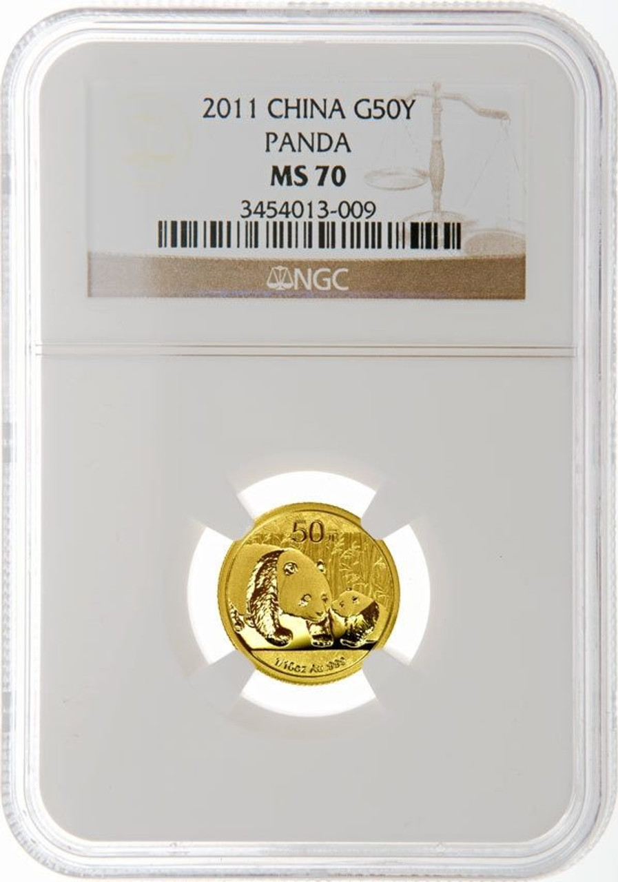 China 2011 Panda 1/10 oz Gold Coin - NGC MS-70 - Panda America