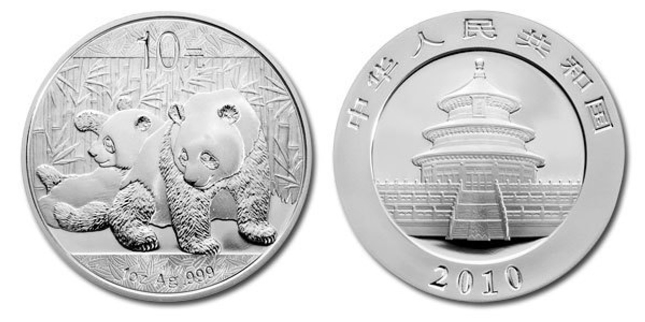 China 2010 Panda 1 oz Silver BU Coin