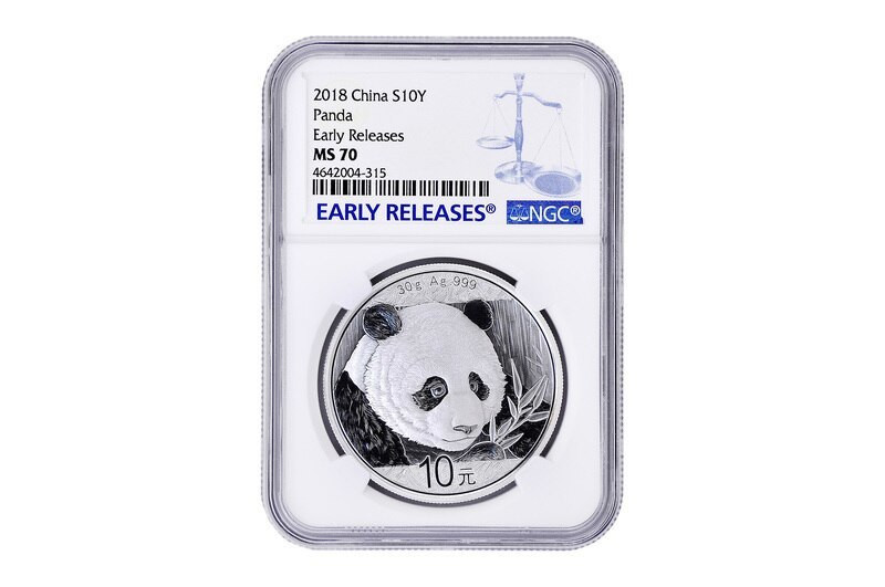 China 2018 Panda 30 grams Silver Coin - NGC MS-70 Early Release