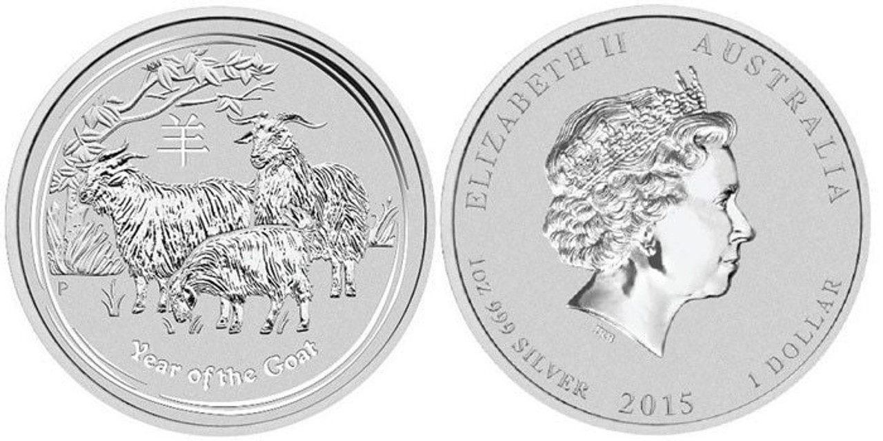 Australia 2015 Year of the Goat 1 oz Silver BU Coin - Series II