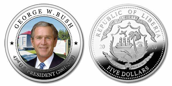 Liberia 2010 Presidential Series Silver Plated Coin - 043rd