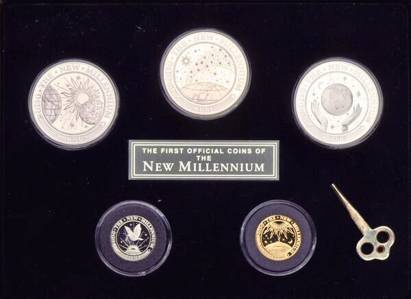 Kiribati 2000 New Millennium Proof 5-Coin Set (Platinum, Gold, etc