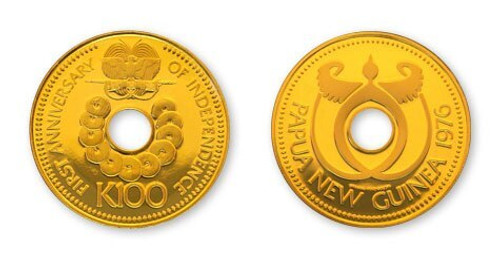 Papua New Guinea 1976 Bird of Paradise 100 Kina Gold Proof