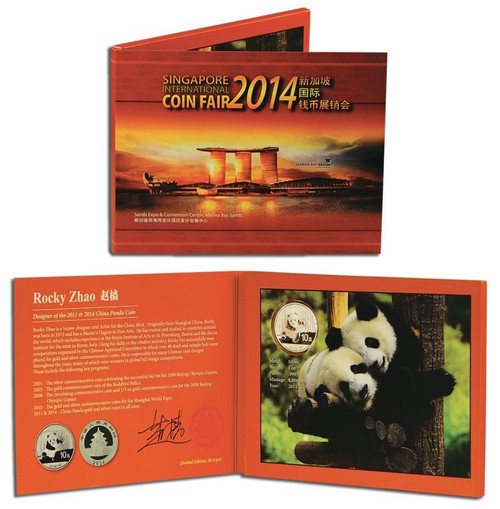 China 2014 Panda 1 oz Silver BU Coin - with exclusive packaging signed by designer Rocky Zhao