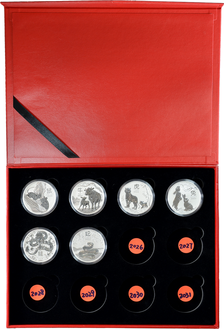 Australia 2020-2031 1 oz Silver Lunar 12-coin Set - Series III - Presentation Box only Australia 2020-2031 1 oz Silver Lunar 12-coin Set - Series III - Presentation Box only