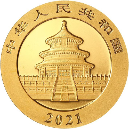 China 2021 Panda Gold 15 grams BU Coin