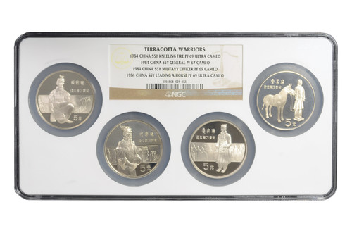 China 1984 Historical Figures Silver 4-coin Set - NGC PF-67 and PF-69 Ultra Cameo