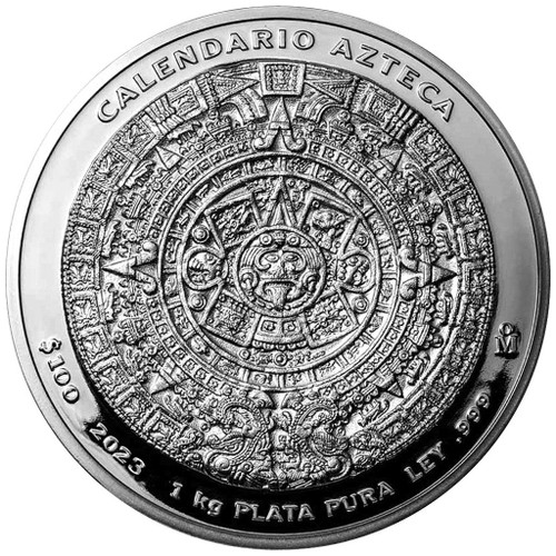 Mexico 2023 Aztec Calendar 1 Kilo Silver Reverse Proof-like Coin