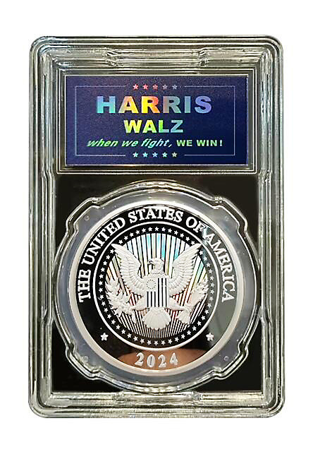 USA 2024 Harris and Walz Silver Plated Commemorative - For 47th