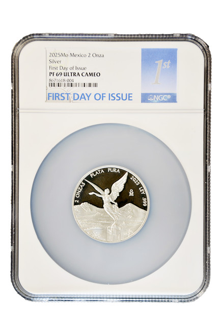 Mexico 2025 Libertad 2 oz Silver Proof Coin - NGC PF-69 Ultra Cameo - First Day of Issue