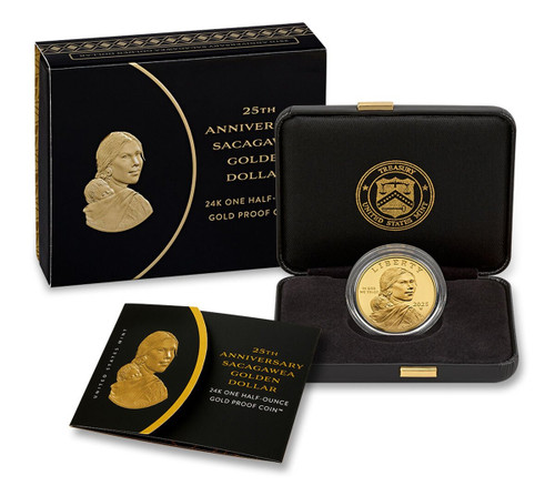 USA 2025 25th Anniversary Sacagawea Golden Dollar 1/2 oz Gold Proof Coin
