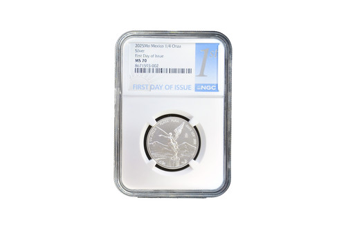 Mexico 2025 Libertad 1/4 oz Silver BU Coin - NGC MS-70 - First Day of Issue
