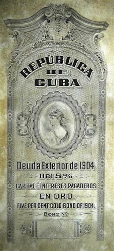 Cuba 1904 Five Percent Gold Bond of 1904 - Bond Face Plate
