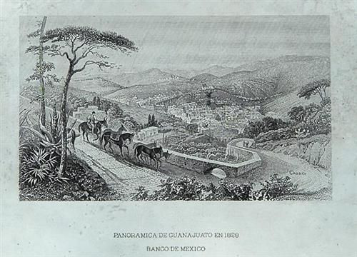 Mexico 1937 Panoramica de Guanajuato en 1828 - Currency Vignette Plate