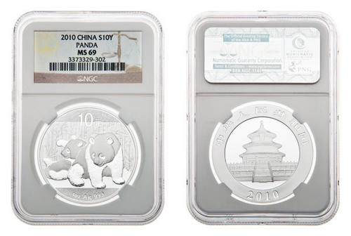China 2010 Panda 1 oz Silver Coin - NGC MS-69 - BARGAIN