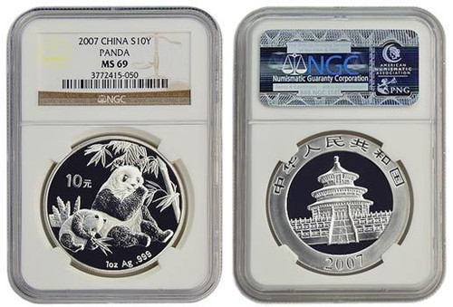 China 2007 Panda 1 oz Silver Coin - NGC MS-69