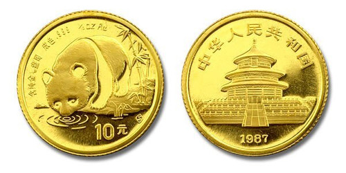 China 1987 Panda S 1/10 oz Gold BU Coin