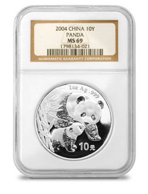 China 2004 Panda 1 oz Silver Coin - NGC MS-69