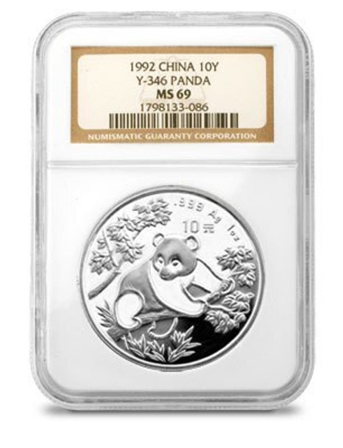China 1992 Panda 1 oz Silver Coin - NGC MS-69