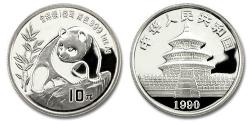 China 1990 Panda 1 oz Silver BU Coin