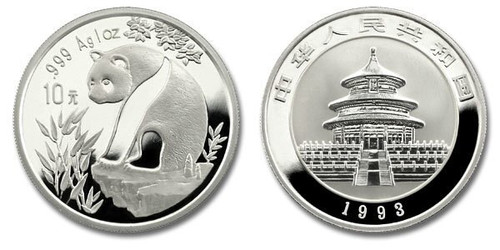 China 1993 Panda 1 oz Silver BU Coin