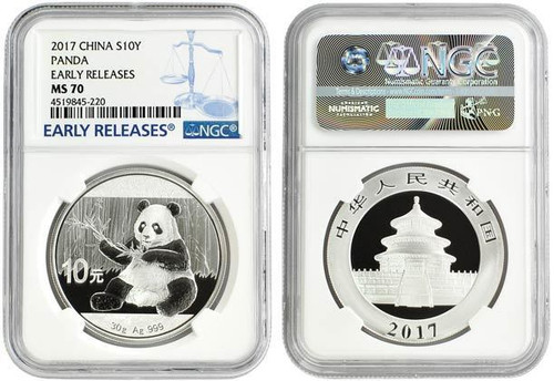 China 2017 Panda 30 grams Silver Coin - NGC MS-70 Early Release