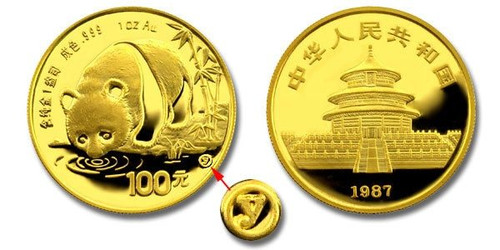 China 1987-Y Panda 1 oz Gold BU Coin