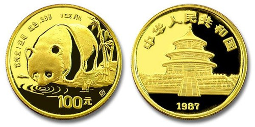 China 1987-S Panda 1 oz Gold BU Coin