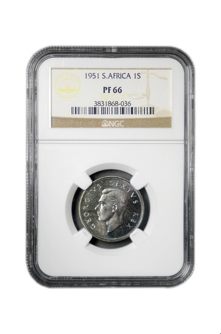 South Africa 1951 1 Shilling Silver Coin NGC PF-66