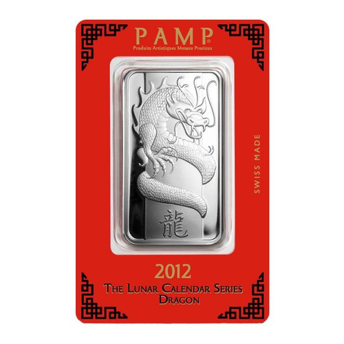 Switzerland Pamp 1 oz Silver Bar Assay Carded - 2012 Year of the Dragon