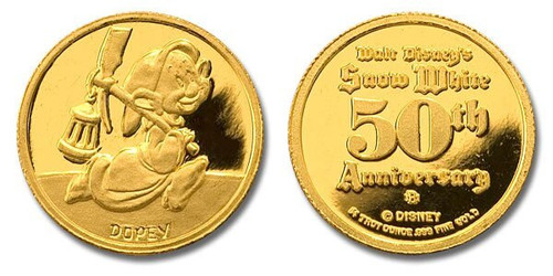 Snow White 50th Anniversary 1/4 oz Gold Medal Brilliant Uncirculated