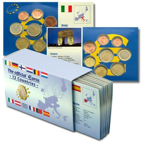 コレクション EUROZONE 12 COUNTRIES COIN SET 2002 Euro Collection Complete 96 Coins from 12 Countries - Panda