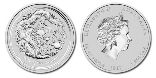 Australia 2012 Year of the Dragon 1 oz Silver BU Coin - Series II