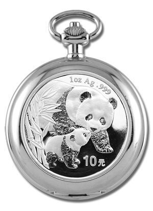 Classic 1930s-Design Pocket Watch with 1 oz Silver Panda Coin