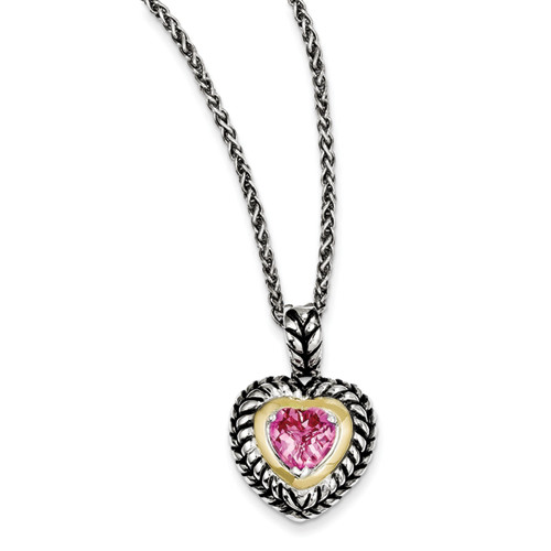 Created Sapphire Heart Necklace in Sterling Silver - Heart Shape - Lobster Claw