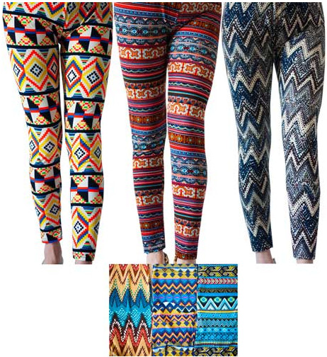 Thin Abstract Chevron Pattern Leggings Case Pack 12