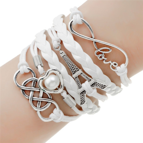 Various styles fashion jewelry leather Double infinite multilayer bracelets factory price wholesale Anchor pulseira couro