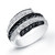 Sterling Silver Rhodium Plated with Black and White CZ Ring