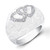 Sterling Silver Rhodium Plated with White Enameled Heart Ring