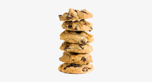 Stack of chocolate chip cookies. Picture is a representation.