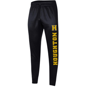 Black Under Armour jogger sweatpants with gold athletic H over Houghton down the left leg Black Under Armour jogger sweatpants with gold athletic H over Houghton down the left leg