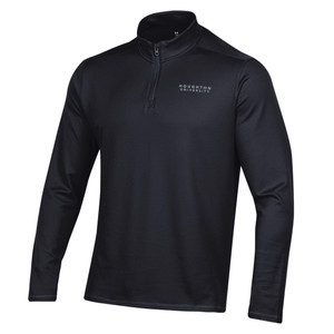 black 1/4 zip with gray Houghton University on left chest