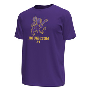 purple t-shirt with rampant lion in purple outlined in gold with sublimated pattern inside and gold Houghton beneath