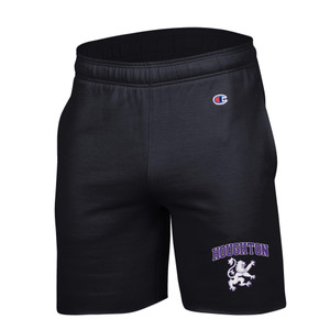 black shorts with purple and white Houghton and rampant lion on leg black shorts with purple and white Houghton and rampant lion on leg