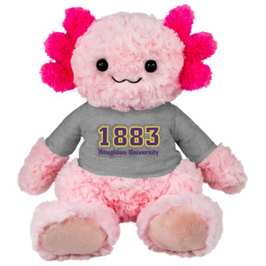 pink  Axolotl with gray 1883 Houghton University shirt