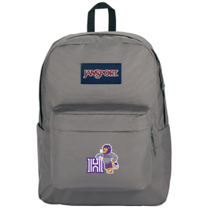 gray jansport backpack with Luckey the Lion and the Houghton logo "H" gray jansport backpack with Luckey the Lion and the Houghton logo "H"