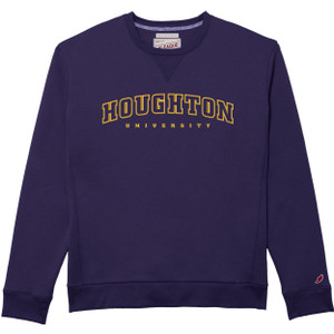 purple crew with gold embroidered Houghton University