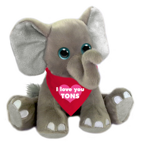 elephant with red bandana that says I love you TONS
