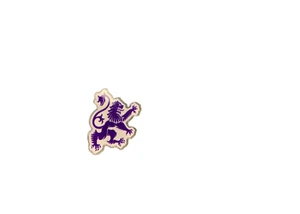1.2" x 1.5", these acrylic pins are the perfect size to put on a backpack or tote bag. Item features Houghton's Rampant Lion in purple on a white background.